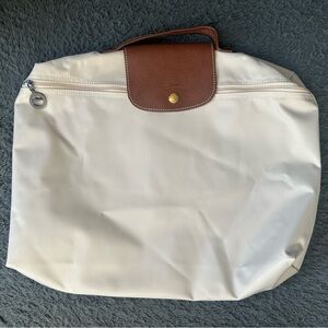 Longchamp travel bag brown and beige